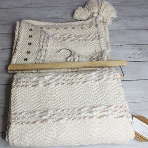 Woven Throw Blanket 50" x 60" Cream White Beige